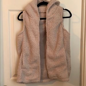 Sherpa hoodie vest with pockets